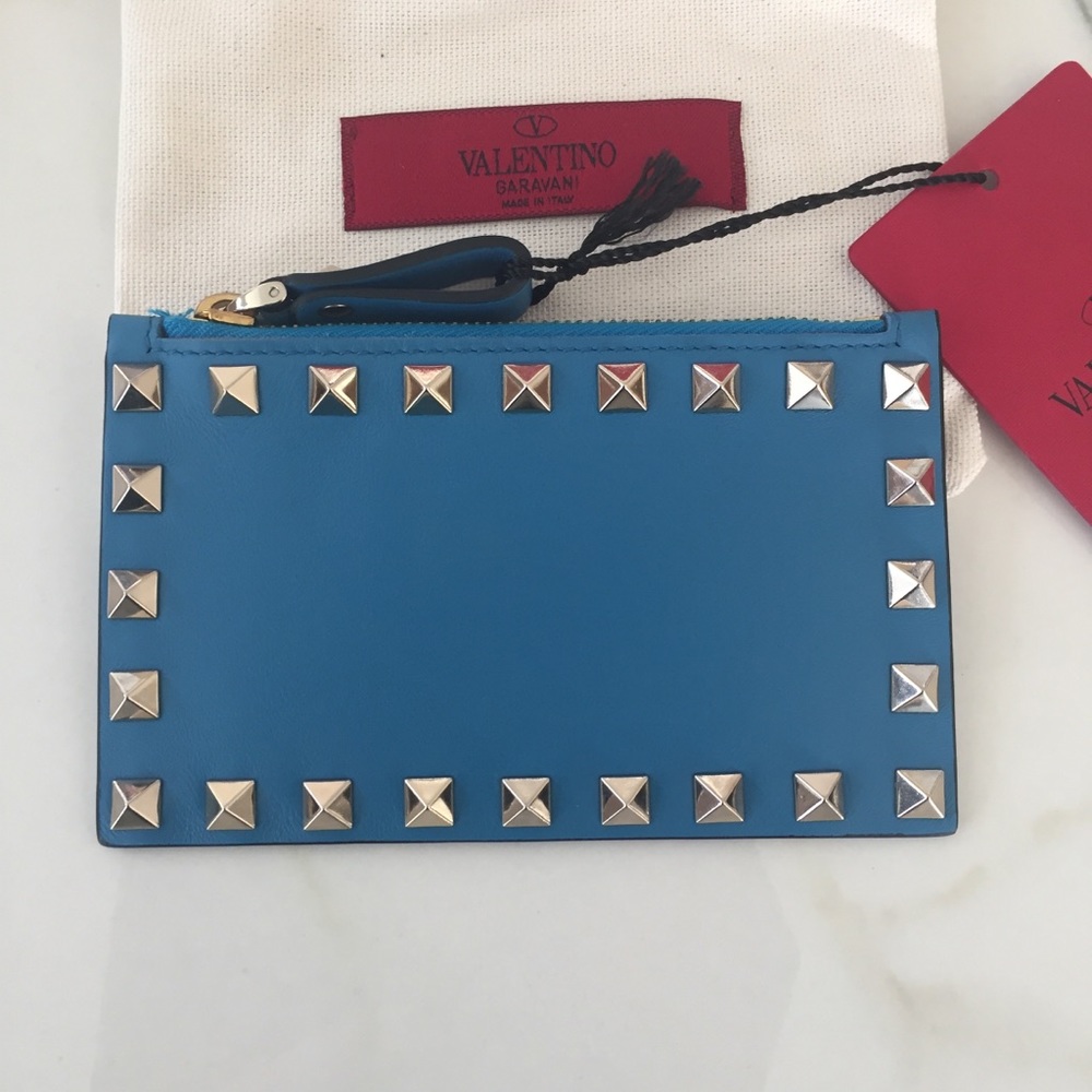 Valentino Rockstud Card Case Coin Purse Wallet